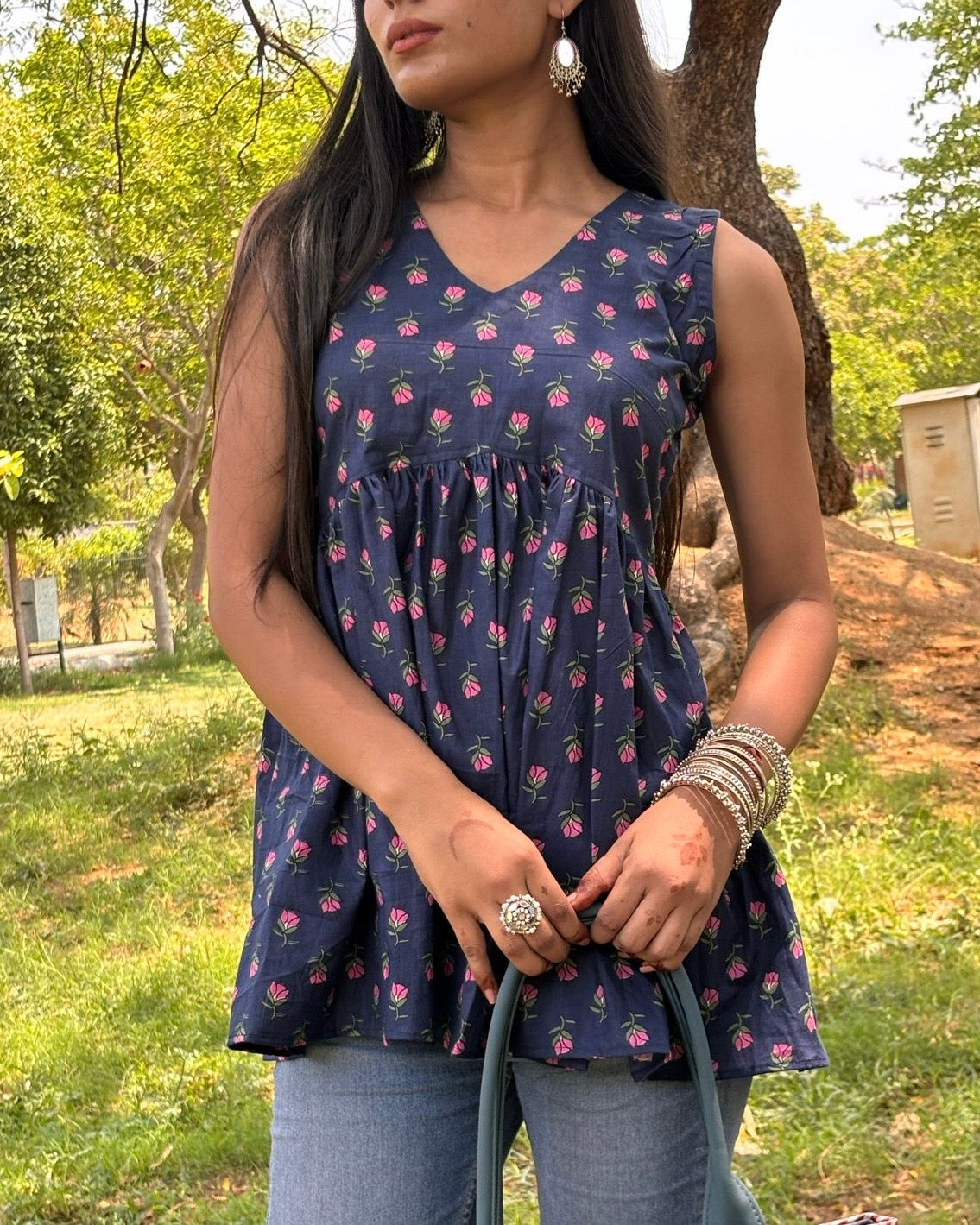Blue Peplum Top